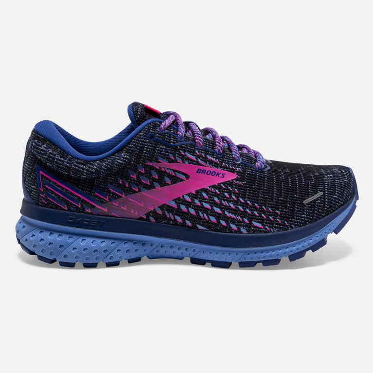 Brooks Ghost 13 Womens Road Running Shoes - Ebony Grey/Blue/Pink - Philippines (863109ZMT)